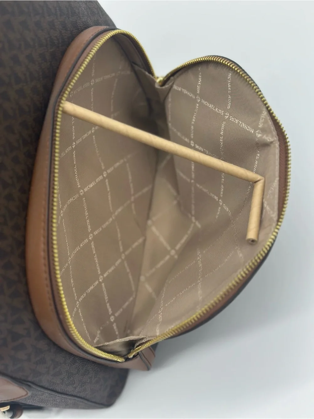 Michael Kors Brown and Tan Signature Logo Backpack